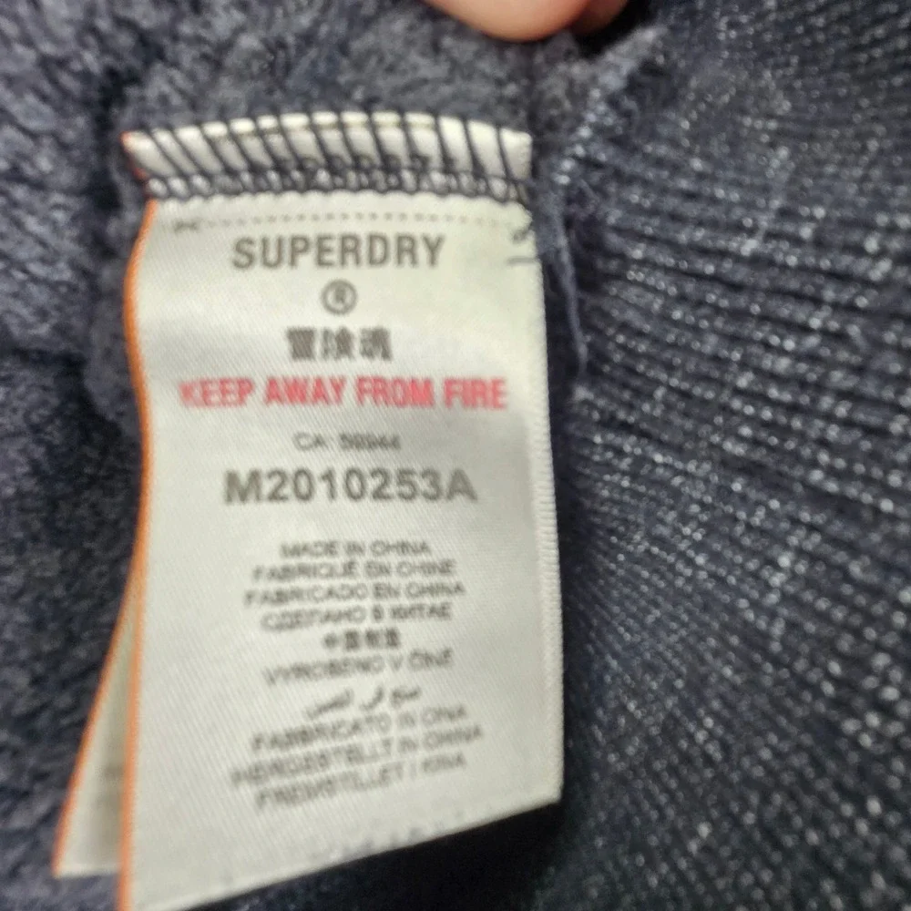 Superdry Mens Classic Crew Neck Sweatshirt Slim 2XL Orange Label Blue Athleisure
